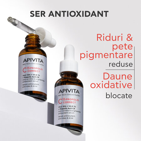 Ser corector antirid cu vitamina C Bee Tech C15, 30 ml, Apivita 795414
