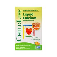 Liquid Calcium with Magnesium + K2 & D3, Portocala, 30 plicuri lichide x 10 ml, Childlife Essentials