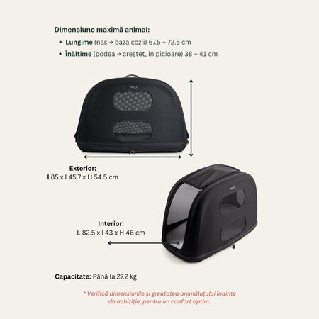 Sistem de transport si protectie pentru animale de companie Crispin Large, Onyx, Tavo 801580