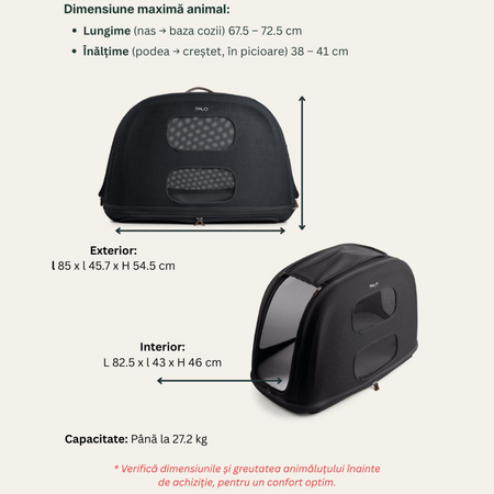 Sistem de transport si protectie pentru animale de companie Crispin Large, Onyx, Tavo 801071