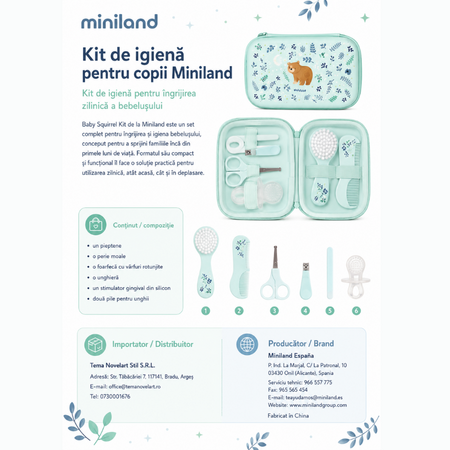 Kit de ingrijire si igiena pentru copii, Bear, 0 luni+, Miniland 796603