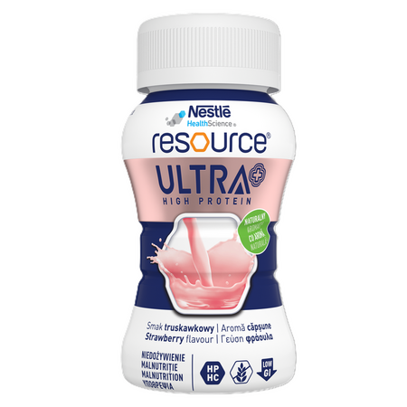 Resource Ultra+ High Protein cu aroma de capsuni, 4x 125 ml, Nestle 796129