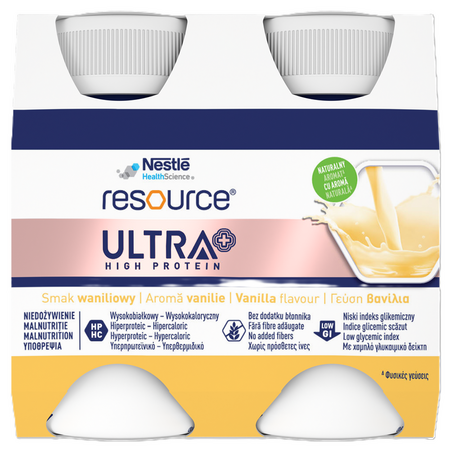 Resource Ultra+ High Protein cu aroma de vanilie, 4 x 125 ml, Nestle 796134
