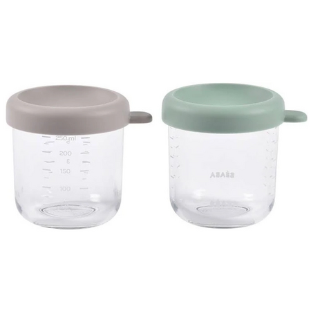 Set cu 2 recipiente din sticla, Sage Green/Gazelle, 2x250 ml, Beaba