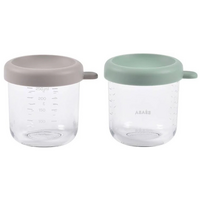 Set cu 2 recipiente din sticla, Sage Green/Gazelle, 2x250 ml, Beaba
