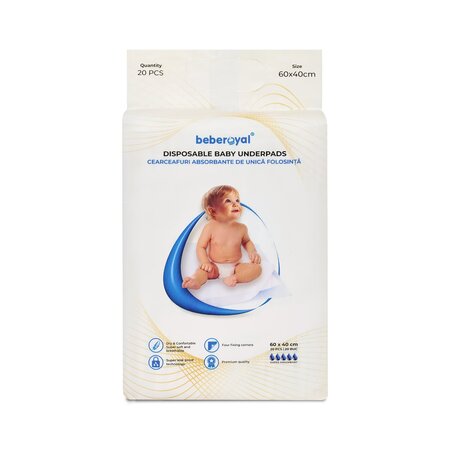 Aleze de unica folosinta Premium, 60 x 40 cm, 20 bucati, Beberoyal