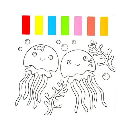 Carte de colorat reutilizabila cu apa Water Painting, Animalute marine, 3 ani+, Galt 797173