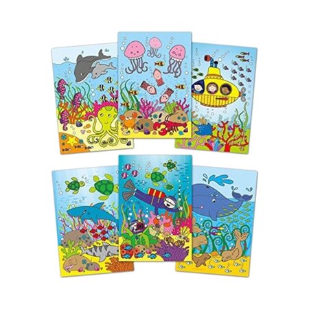 Carte de colorat reutilizabila cu apa Water Painting, Animalute marine, 3 ani+, Galt 797174