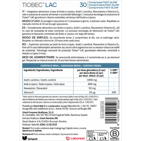 Tiobec Lac, 30 capsule, Uriach 798509