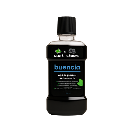 Apa de gura cu menta si carbune activ, 250 ml, Buencia 798597