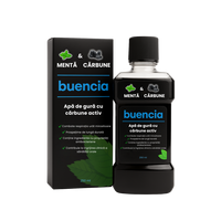 Apa de gura cu menta si carbune activ, 250 ml, Buencia