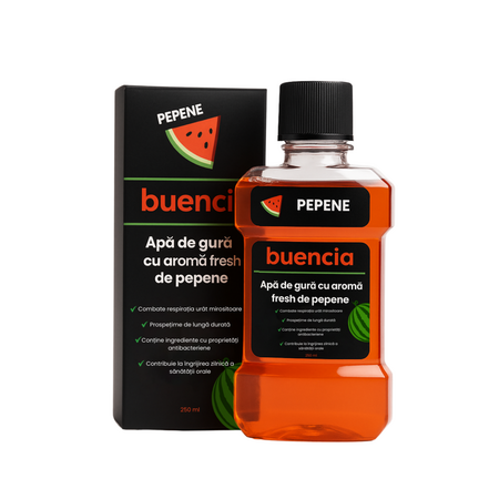 Apa de gura cu aroma de pepene, 250 ml, Buencia