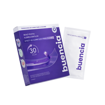 Benzi pentru albirea dintilor V34, 14 plicuri, Buencia