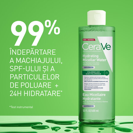 Apa micelara hidratanta pentru ten normal si uscat, 400 ml, CeraVe 798886