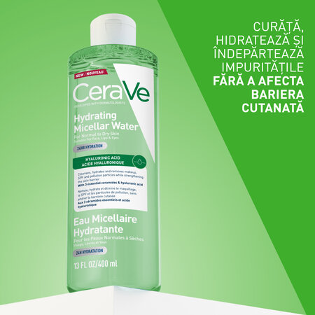 Apa micelara hidratanta pentru ten normal si uscat, 400 ml, CeraVe 798887