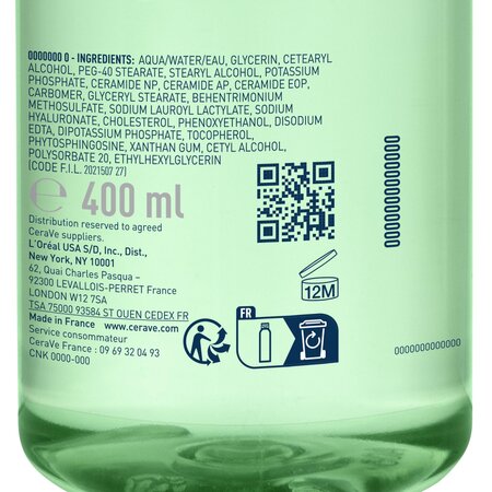 Apa micelara hidratanta pentru ten normal si uscat, 400 ml, CeraVe 798884
