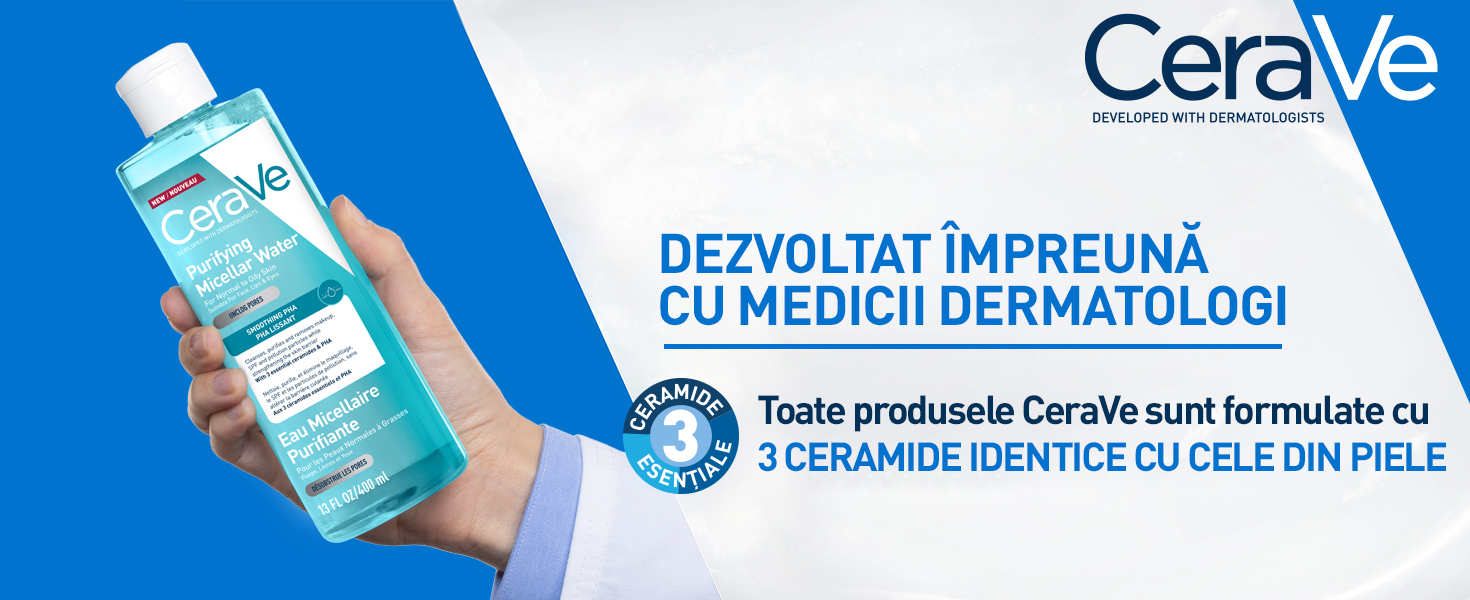 CeraVe Apa micelara Purifianta - dezvoltat impreuna cu medicii dermatologi