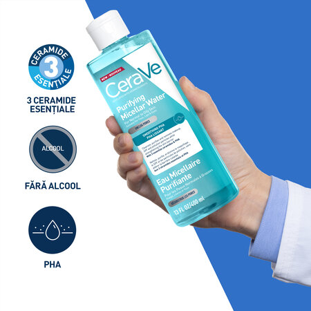 Apa micelara purifianta pentru ten normal si gras, 400 ml, CeraVe 798912