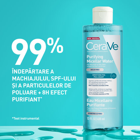 Apa micelara purifianta pentru ten normal si gras, 400 ml, CeraVe 798908