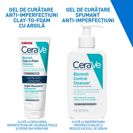 Gel de curatare anti-imperfectiuni, Clay-to-Foam, 118  ml, CeraVe 798941