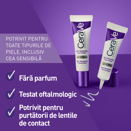 Crema de ochi antirid pentru toate tipurile de ten Skin Renewing, 14 ml, CeraVe 798960
