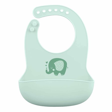 Baveta din silicon cu buzunar pentru firimituri, Albastru, Verde, Bej, 6 luni+, 1 bucata, Babynova 799051