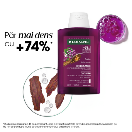Sampon accelerator pentru cresterea parului cu Adenozina Chinina Growth, 200 ml, Klorane 798994
