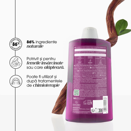 Sampon accelerator pentru cresterea parului cu Adenozina Chinina Growth, 400 ml, Klorane 799002