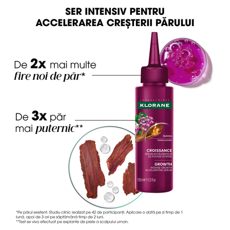 Ser accelerator pentru  cresterea parului cu Adenozina Chinina Growth, 100 ml, Klorane 799015