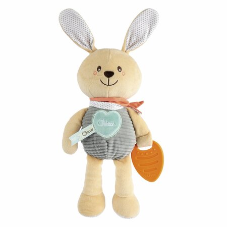 Jucarie din plus cu inel gingival My Sweet DouDou, Bej, Iepuras, 0 luni+, Chicco 799437