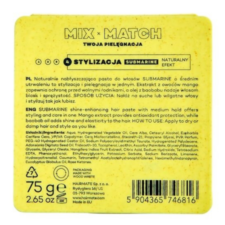 Pasta de fixare usor lucioasa cu efect natural Submarine, 75 g, Hairmate 799458