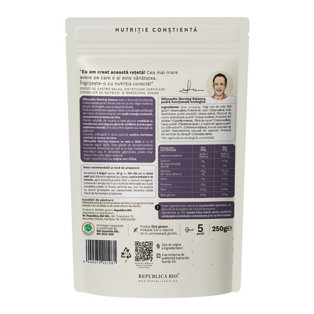 Pudra functionala ecologica fara gluten Silhouette Morning Balance, 250 g, Republica Bio 801188