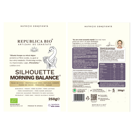 Pudra functionala ecologica fara gluten Silhouette Morning Balance, 250 g, Republica Bio 801187