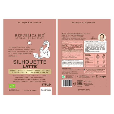 Pudra functionala ecologica fara gluten Silhouette Latte, 175 g, Republica Bio 801183