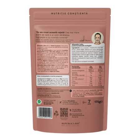 Pudra functionala ecologica fara gluten Silhouette Latte, 175 g, Republica Bio 801184