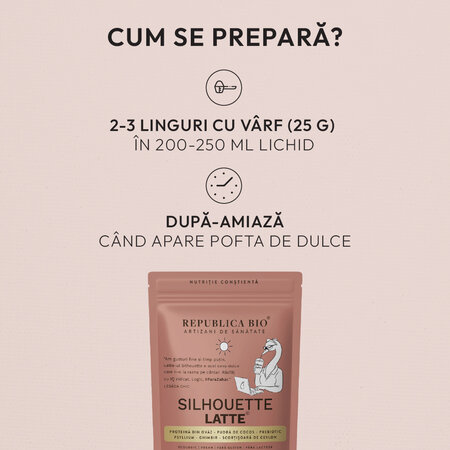 Pudra functionala ecologica fara gluten Silhouette Latte, 175 g, Republica Bio 807808