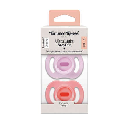 Suzeta ortodontica UltraLight, Roz/Mov, 0-6 luni, 2 bucati, Tommee Tippee