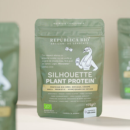 Pudra functionala ecologica fara gluten Silhouette Plant Protein, 175 g, Republica Bio 807813