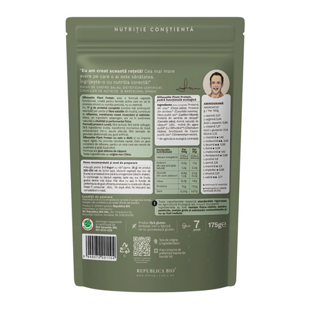 Pudra functionala ecologica fara gluten Silhouette Plant Protein, 175 g, Republica Bio 801177