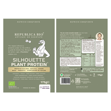 Pudra functionala ecologica fara gluten Silhouette Plant Protein, 175 g, Republica Bio 801179