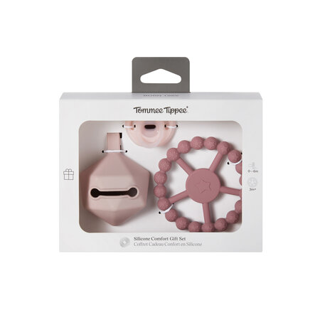 Set suzeta Ultra Light 0-6 luni + Suport pentru suzeta + Inel de dentitie 3 luni+, Roz, Tommee Tippee
