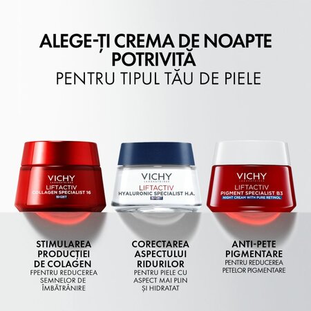 Crema de Noapte antirid cu acid hialuronic pur Liftactiv Supreme, 50 ml, Vichy 729959