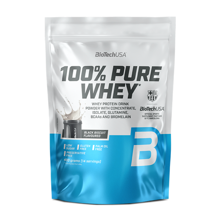 Shake proteic 100% Pure Whey, Black Biscuit, 400 g, BioTechUSA