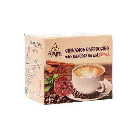 Cafea cu ganoderma, stevie si scortisoara Instant Coffee Mix, 10 plicuri x 15 g, Ayura Herbal 800183