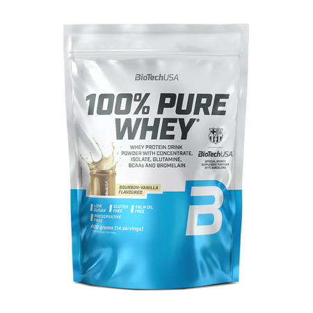 Shake proteic 100% Pure Whey, Burbon Vanilla, 400 g, BioTechUSA