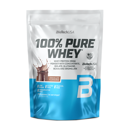 Shake proteic 100% Pure Whey, Chocolate, 400 g, BioTechUSA