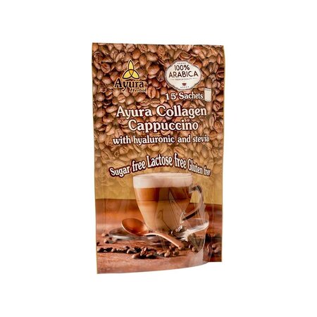 Cafea cu Colagen si Acid Hialuroinic Instant Coffee Mix, 15 plicuri x 15g, Ayura Herbal 800222