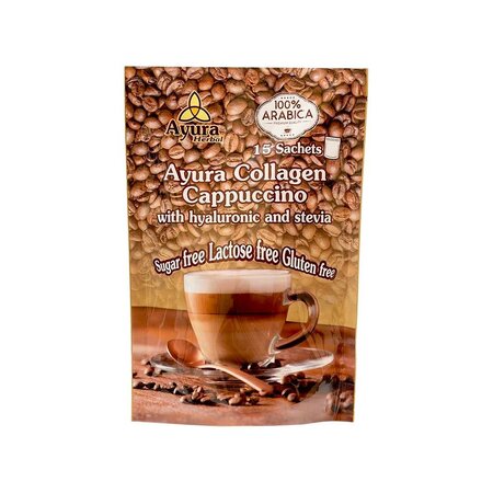 Cafea cu Colagen si Acid Hialuroinic Instant Coffee Mix, 15 plicuri x 15g, Ayura Herbal
