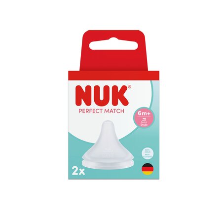 Tetine din silicon flux control Perfect Match, +6 luni, 2 bucati, Nuk
