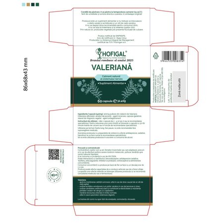 Valeriana, 60 capsule, Hofigal 800303